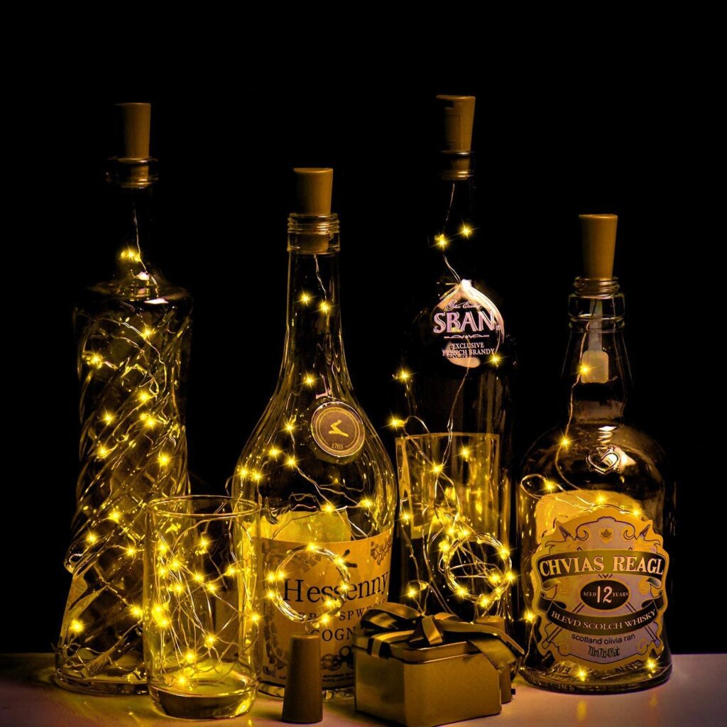 luces de cuerda para botellas de vino