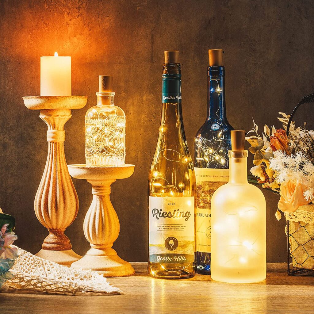 luces de cuerda para botellas de vino