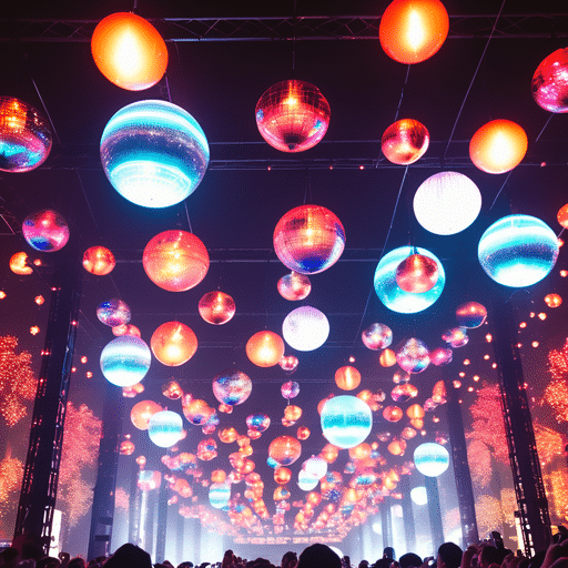 bolas brillantes LED en un concierto